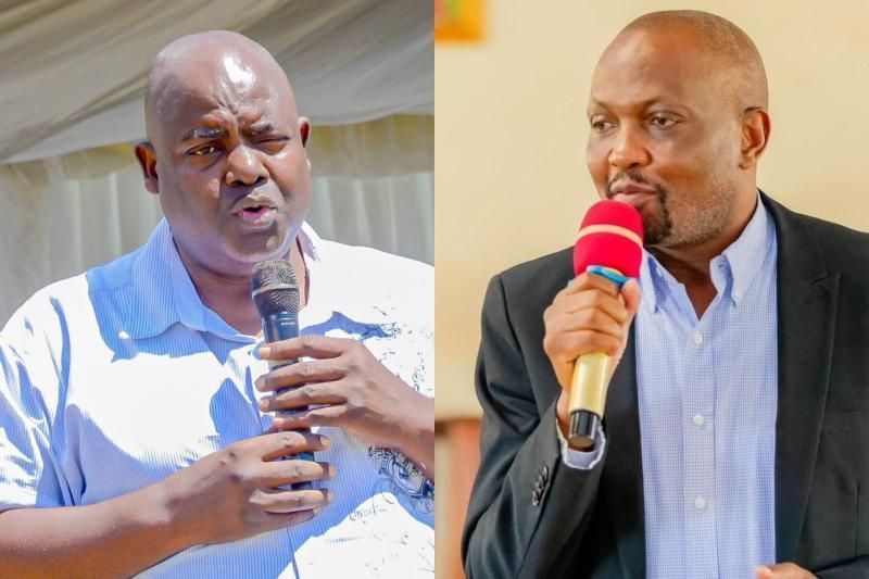 Collage photo of George Aladwa and Moses Kuria.